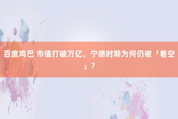 百度鸡巴 市值打破万亿，宁德时期为何仍被「看空」？