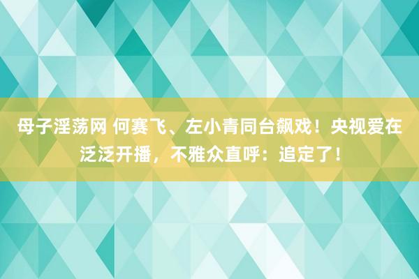 母子淫荡网 何赛飞、左小青同台飙戏！央视爱在泛泛开播，不雅众直呼：追定了！