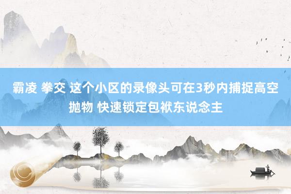 霸凌 拳交 这个小区的录像头可在3秒内捕捉高空抛物 快速锁定包袱东说念主