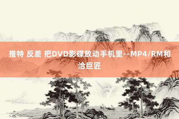 推特 反差 把DVD影碟放动手机里--MP4/RM和洽巨匠